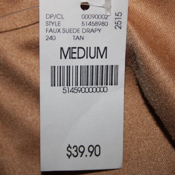 Wet Seal $40 Sz M Tan Waterfall Faux Suede 100% Polyester Wrap Sweater - Picture 13 of 16